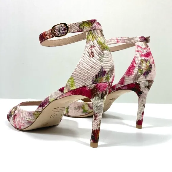Stuart Weitzman Nudista 75 Heels Sandals Pink Multi Floral 7.5 8 9.5 NEW