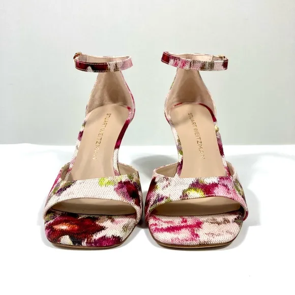 Stuart Weitzman Nudista 75 Heels Sandals Pink Multi Floral 7.5 8 9.5 NEW