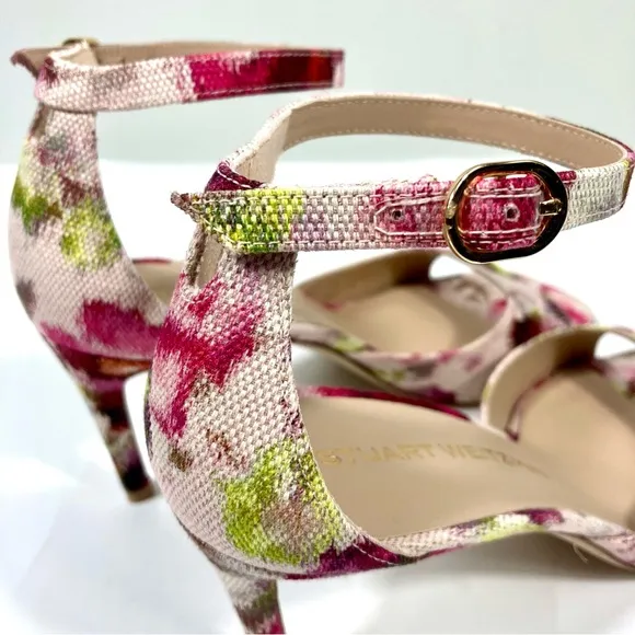 Stuart Weitzman Nudista 75 Heels Sandals Pink Multi Floral 7.5 8 9.5 NEW