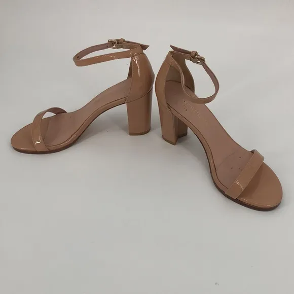 Stuart Weitzman Nudistsong High Heel Sandals - Adobe Patent Leather - Size 7.5