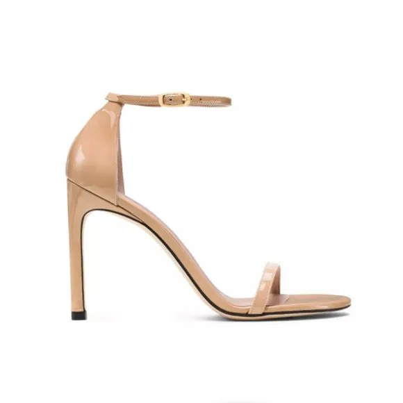 Stuart Weitzman Nudistsong High Heel Sandals - Adobe Patent Leather - Size 7.5