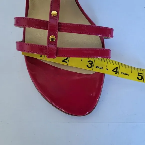 Stuart Weitzman Patent Leather Open Toe Slingback Kitten Heel Sandals. Size 9M