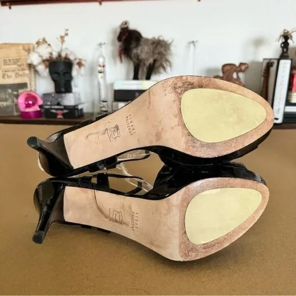Stuart Weitzman Patent Leather Peep Toe Platform Sandals