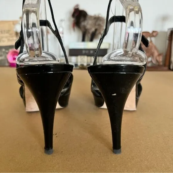 Stuart Weitzman Patent Leather Peep Toe Platform Sandals