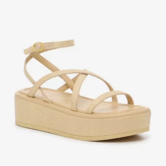 Stuart Weitzman platform sandals beige