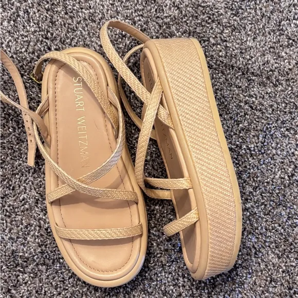 Stuart Weitzman platform sandals beige
