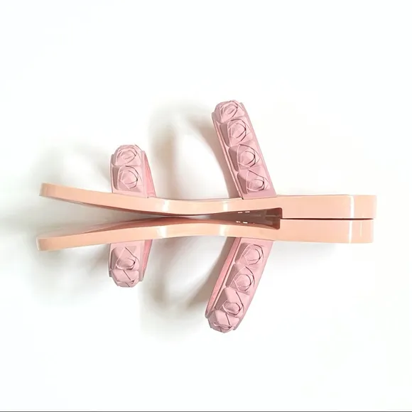 Stuart Weitzman rosita pink rubber rose flat slide sandals