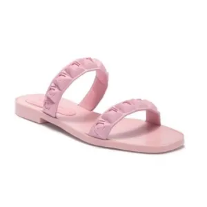 Stuart Weitzman rosita pink rubber rose flat slide sandals
