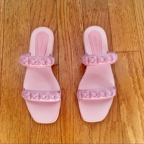 Stuart Weitzman rosita pink rubber rose flat slide sandals