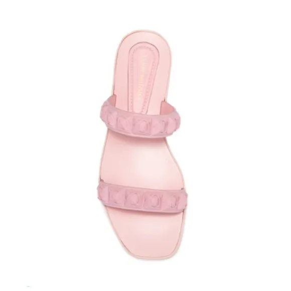 Stuart Weitzman rosita pink rubber rose flat slide sandals