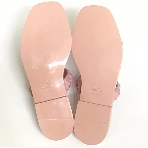 Stuart Weitzman rosita pink rubber rose flat slide sandals