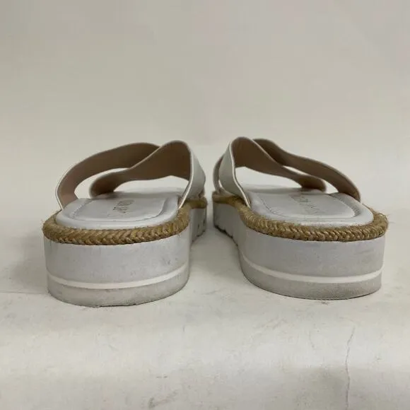 Stuart Weitzman Roza Platform Sandals White Leather Square Toe Size 8.5 $250