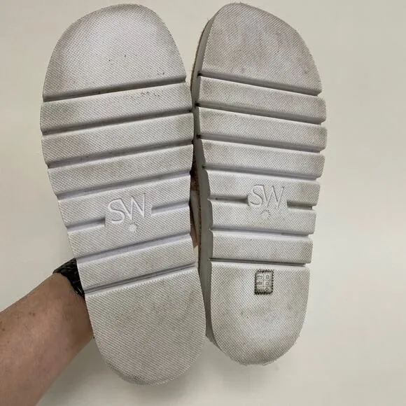 Stuart Weitzman Roza Platform Sandals White Leather Square Toe Size 8.5 $250