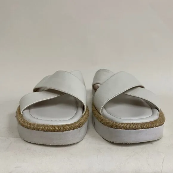 Stuart Weitzman Roza Platform Sandals White Leather Square Toe Size 8.5 $250