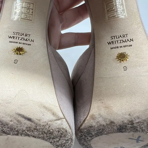 Stuart Weitzman Ryder 95 Platform Sandals Pink Suede High Heels Women’s Size 9
