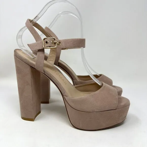 Stuart Weitzman Ryder 95 Platform Sandals Pink Suede High Heels Women’s Size 9