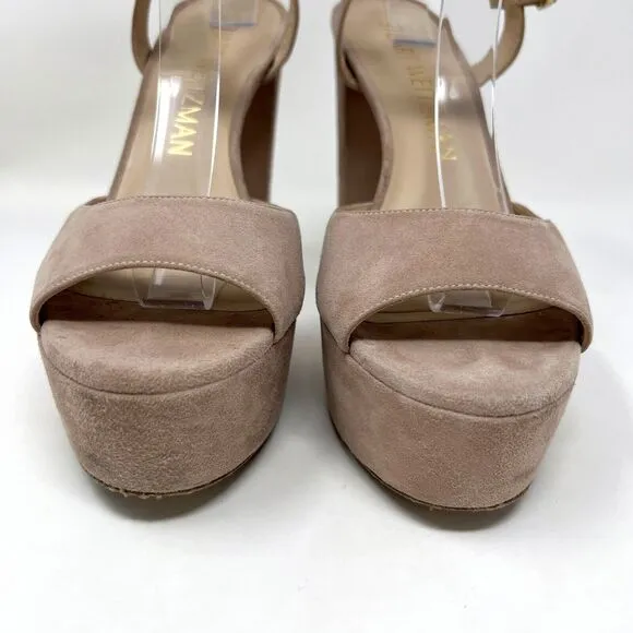Stuart Weitzman Ryder 95 Platform Sandals Pink Suede High Heels Women’s Size 9