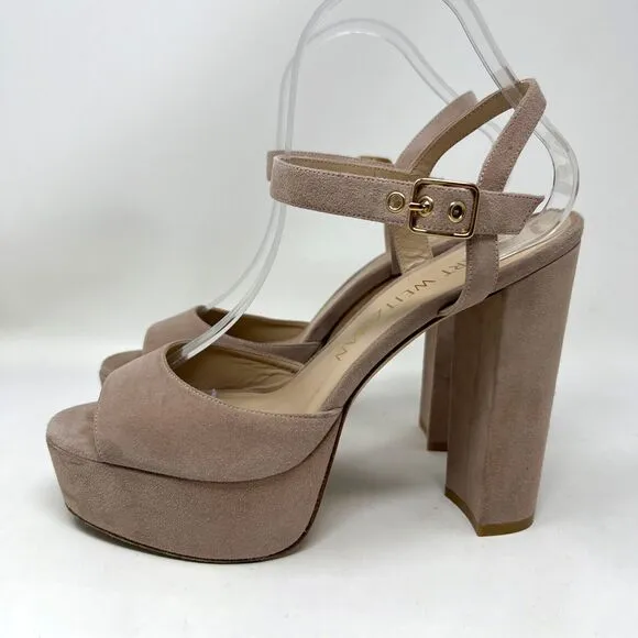 Stuart Weitzman Ryder 95 Platform Sandals Pink Suede High Heels Women’s Size 9