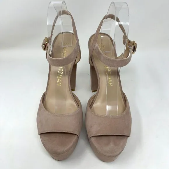 Stuart Weitzman Ryder 95 Platform Sandals Pink Suede High Heels Women’s Size 9
