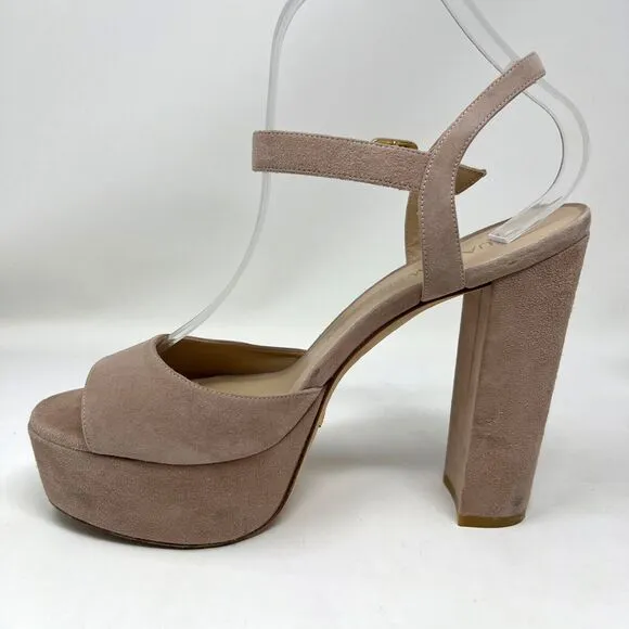 Stuart Weitzman Ryder 95 Platform Sandals Pink Suede High Heels Women’s Size 9