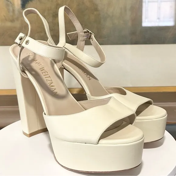 🌹STUART WEITZMAN🌹 Ryder Ankle-Buckle Platform Sandals Size: 11.5