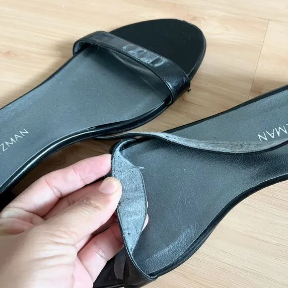 STUART WEITZMAN Simple II Block Heel Leather Sandals Size 9.0 US
