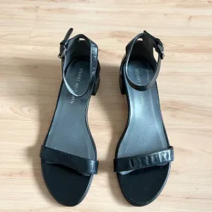 STUART WEITZMAN Simple II Block Heel Leather Sandals Size 9.0 US