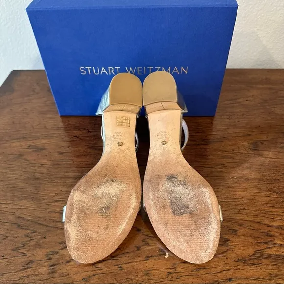 Stuart Weitzman Simple Sandal Silver 9