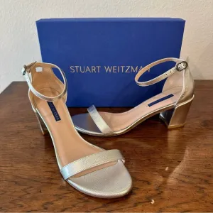 Stuart Weitzman Simple Sandal Silver 9