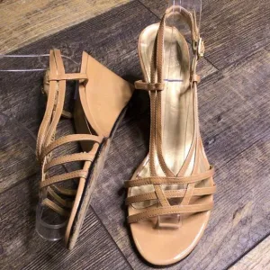 Stuart Weitzman Strappy Wedge Sandals Tan Size 6.5