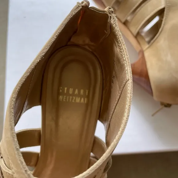 Stuart Weitzman Suede Platform Bootie Strappy Sandals