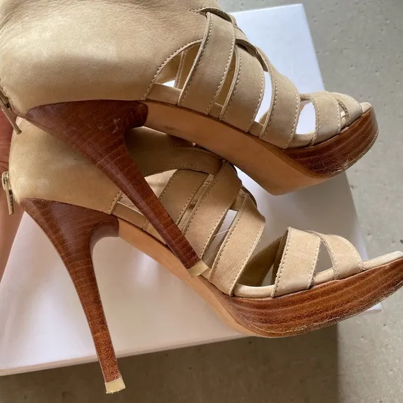Stuart Weitzman Suede Platform Bootie Strappy Sandals