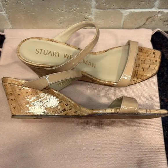 Stuart Weitzman Tan Wedge Sandals 5