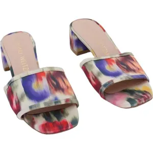 Stuart Weitzman TIA 85 Flareblock Slide Watercolor Women's Sandals Sz 6.5B