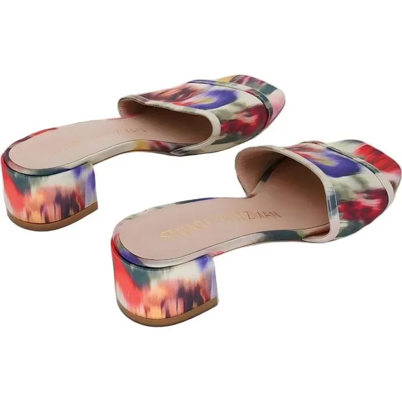 Stuart Weitzman TIA 85 Flareblock Slide Watercolor Women's Sandals Sz 6.5B