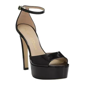 Stuart Weitzman Womens Discopatform Heeled Sandal US 11B Black Patent NIB