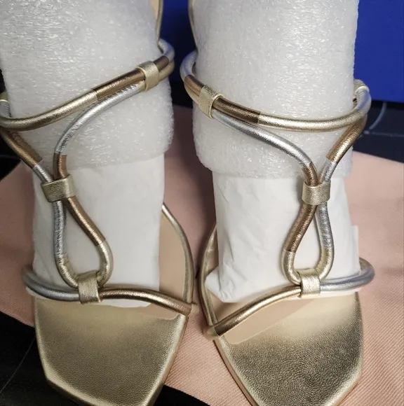 Stuart Weitzman Women's Gold and Silver Heels Size 9.5 New In The Box/Dustbag