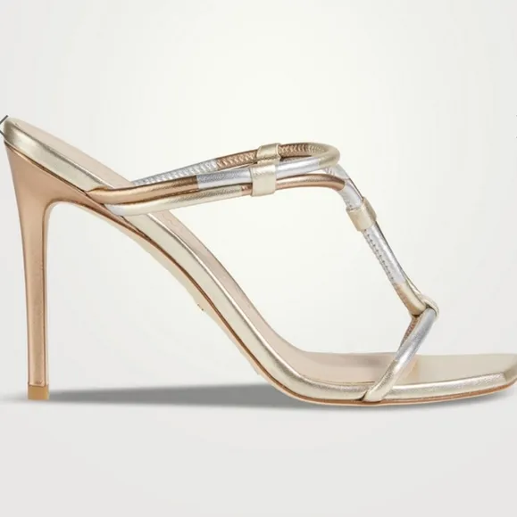 Stuart Weitzman Women's Gold and Silver Heels Size 9.5 New In The Box/Dustbag