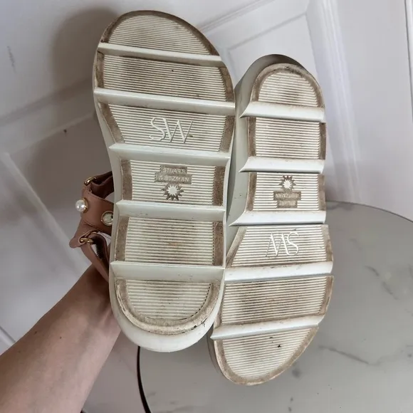 Stuart Weitzman Zoelie Embellished Leather DAD Sandals