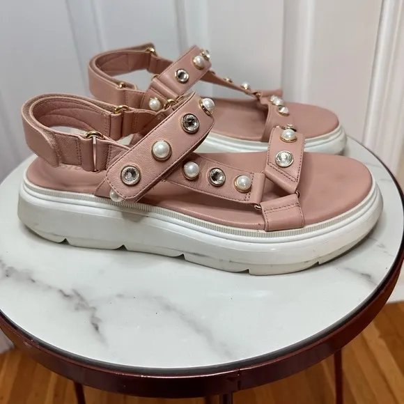 Stuart Weitzman Zoelie Embellished Leather DAD Sandals