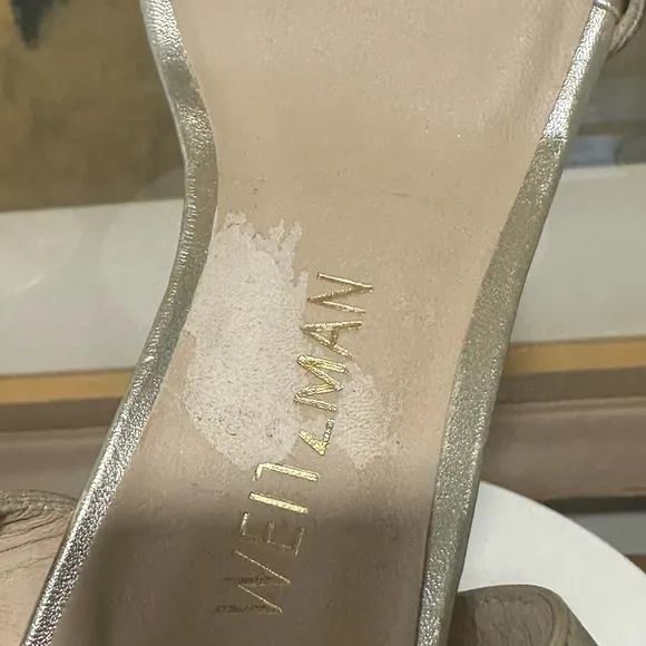 🌹STUART WEITZMAN🌹Aleena Metallic Leather Wedge Sandals Size:10.5B
