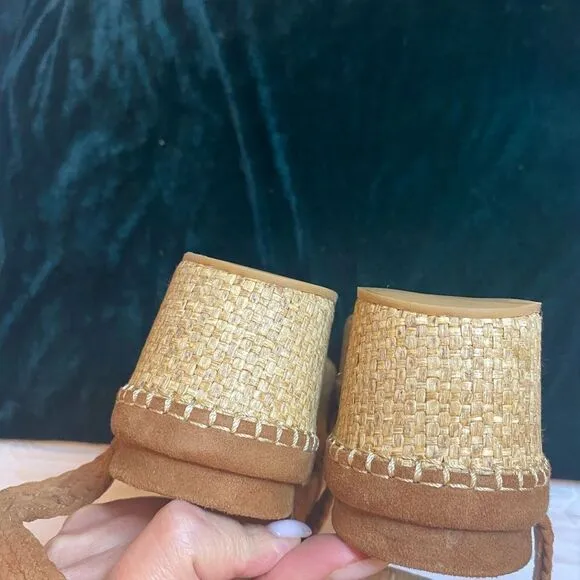 Stuart Weitzman brown suede platform sandals, size 10