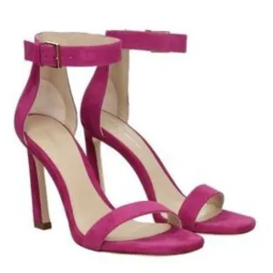 Stuart Weitzman Women's NUDIST 100 mm Pink Suede heeled Sandals 36