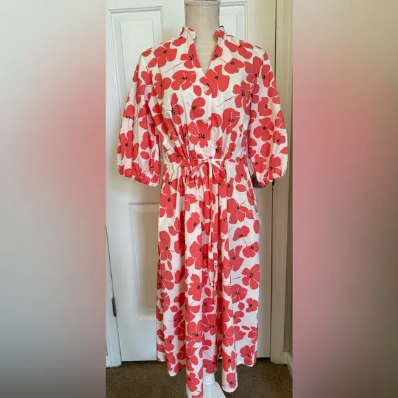 Studio 1 Womens Short Sleeve Floral Midi Fit   Flare Dress Sz 10 Brand New