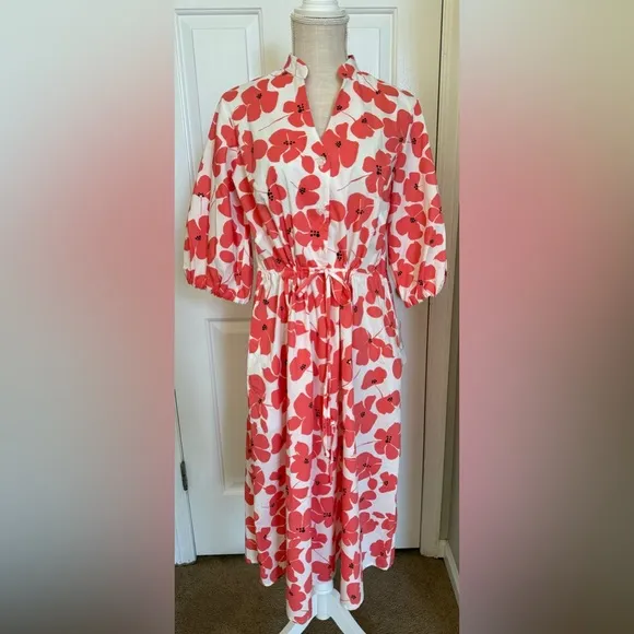 Studio 1 Womens Short Sleeve Floral Midi Fit   Flare Dress Sz 10 Brand New