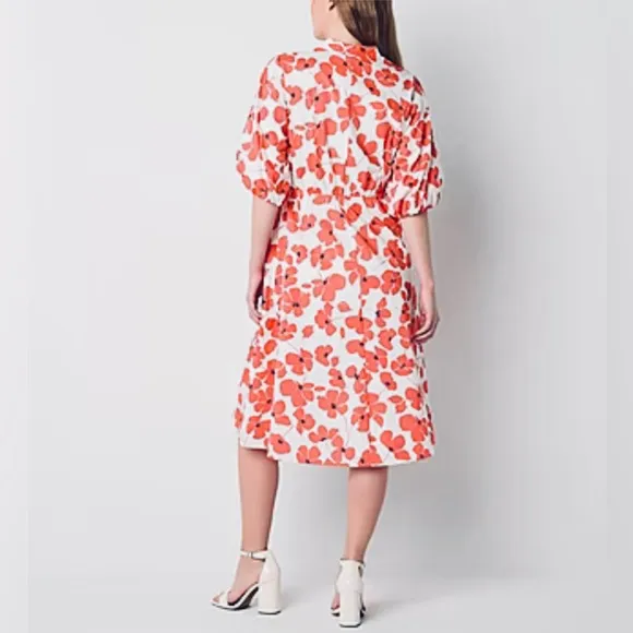 Studio 1 Womens Short Sleeve Floral Midi Fit   Flare Dress Sz 10 Brand New