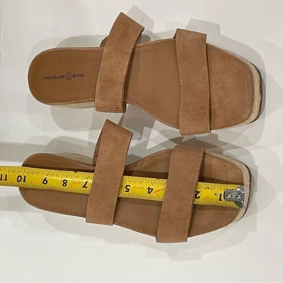 Suede Tan Brown Wedge Sandals, Treasure &amp; Bond, Size 9