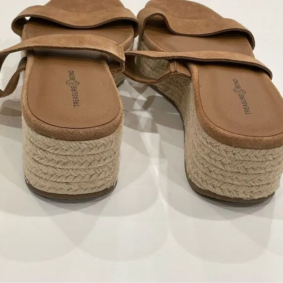 Suede Tan Brown Wedge Sandals, Treasure &amp; Bond, Size 9