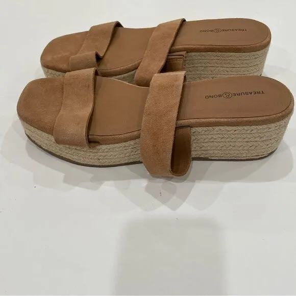 Suede Tan Brown Wedge Sandals, Treasure &amp; Bond, Size 9