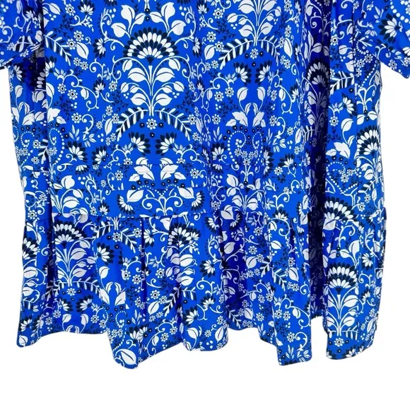 Sugarlips Lulu Floral Dixie Split Neck Shift Dress Light Blue size 2X NWOT
